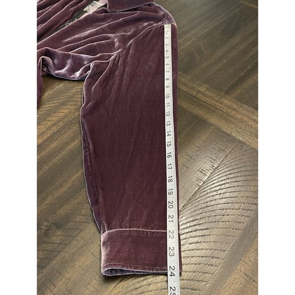 Soft Surroundings Purple Velvet Long Sleeve Zip Up Tunic Blouse Silk Blend Large - Picture 8 of 8
